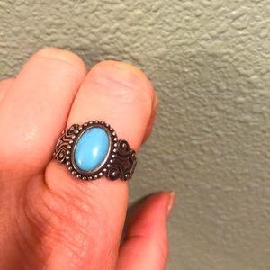 Sleeping beauty turquoise silver ring